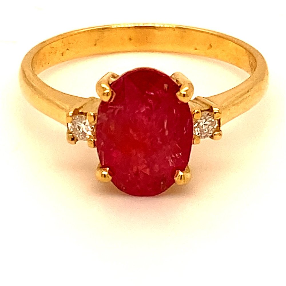 Longido Ruby 2.60ct Diamonds 18K Solid Gold Ring